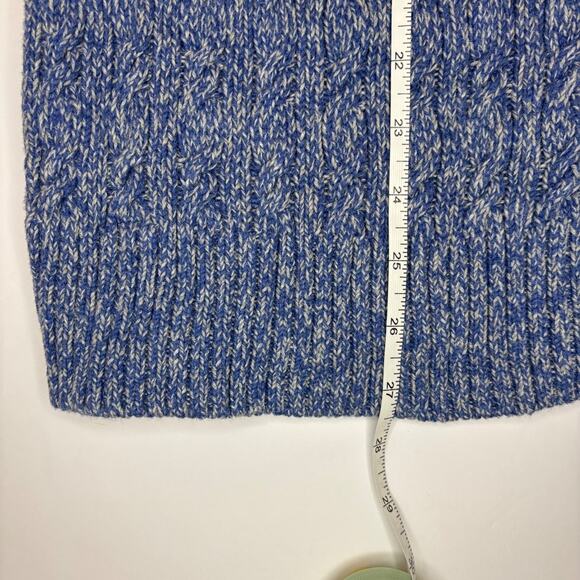 LL Bean Cable Knit Cardigan Button Up Womens L Pet. Blue Fisherman Coastal Grand - Picture 9 of 10